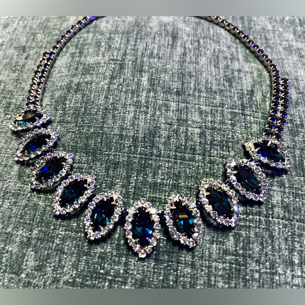Faux Sapphire Blue Crystal Adjustable Length Necklace